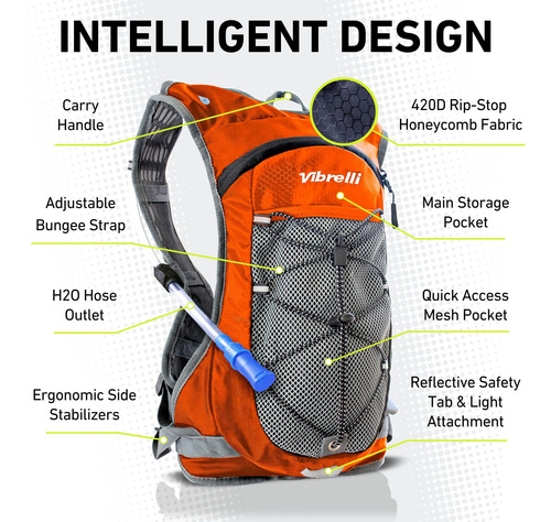 Vibrelli Hydration Pack & 2l Hydration Water Bladder High