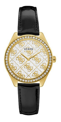 Reloj Guess Mujer Gw0098l3 Dorado Cuero Color de la malla Negro Color del fondo Plateado/Dorado