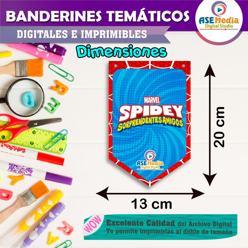 Banderín Spiderman Letrero Banner Cumpleaños Imprimible Pdf