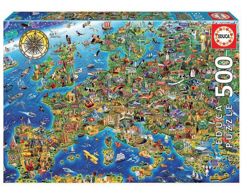 Juego De Mesa Puzzle Rompecabezas Educa Mapa De Europa Febo