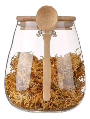 Tarro De Vidrio Para Despensa Con Cuchara De Madera, 1000ml
