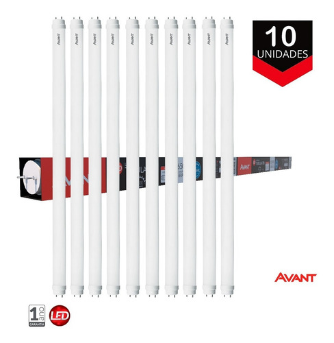 Imagem 1 de 7 de Kit 10 Lâmpadas Led Tubular 600mm 9w T8 Branco Frio 6500k