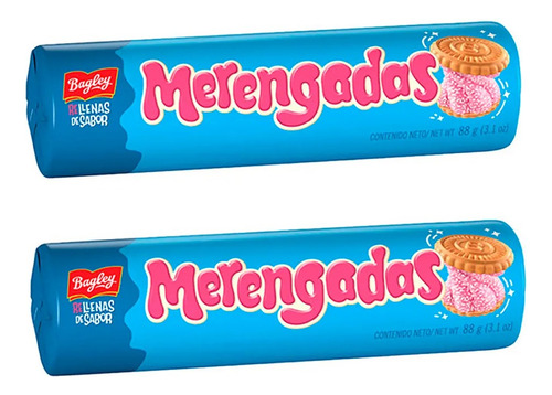 Pack X2 Galletitas Merengadas Rellenas Frutilla Bagley 88g