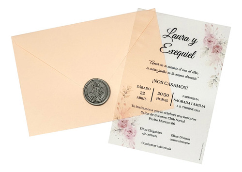 Tarjeta Invitación Transparente Acetato+sello Casamiento X70