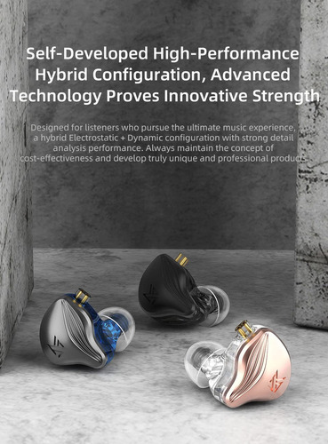 Auriculares Kz Zex 1 Electrostaticos+1 Dynamic In-ear Oro Ro