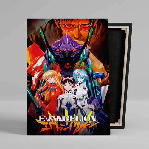 Cuadro Neon Genesis Evangelion Anime Canvas 60x40 Cm Cine
