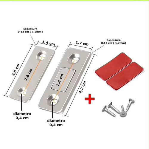 Kit 4 Fecho Magnético Armário Porta De Correr Imã Neodímio