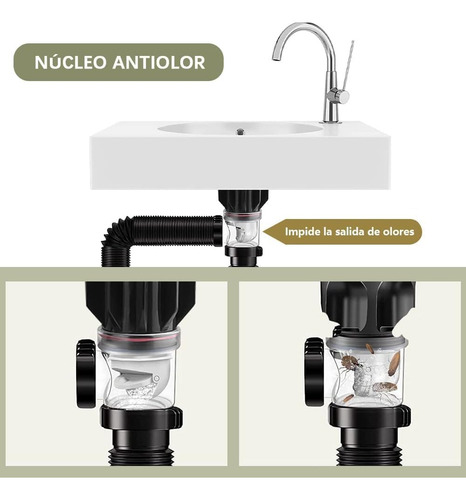 Cespol Con Sistema Anti Olores Y Botón Push Para Lavabo Heng