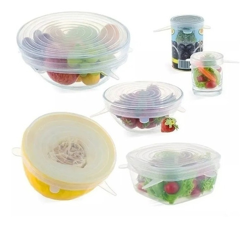 Set Tapas De Silicona X6 Ajustable Cocina Bowls Reutilizable