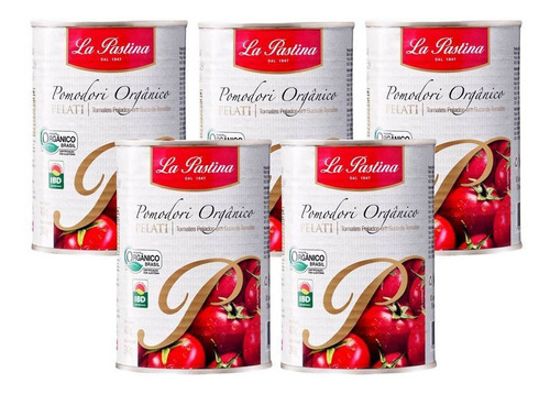 5 X Tomate Pelado Organico Pomodori Pelati La Pastina 400g