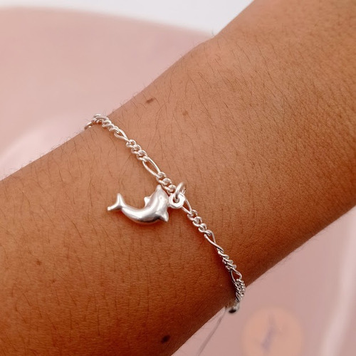 Pulsera Con Dijes De Delfín En Plata 925