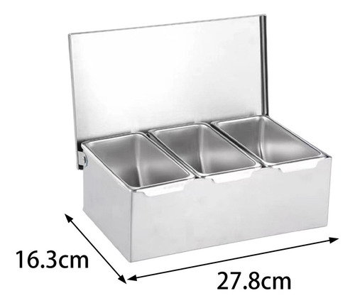 Caja De Condimentos De Acero Inoxidable, 3 Rejillas Para