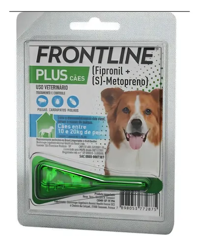 comprar Pipeta antiparasitário para pulga Merial Frontline Plus para cão de 10kg a 20kg