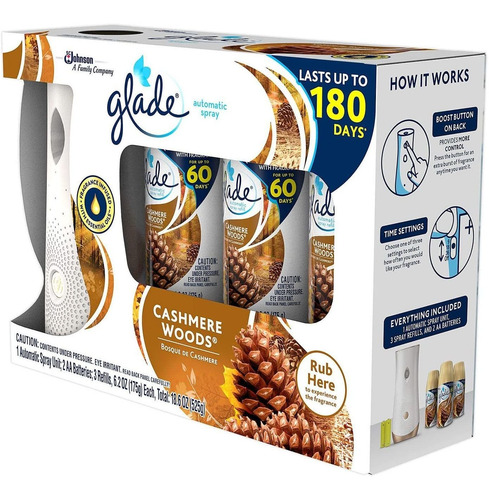 Glade Aerosol Automático Cachemira Maderas: 1 Unidad De Pulv