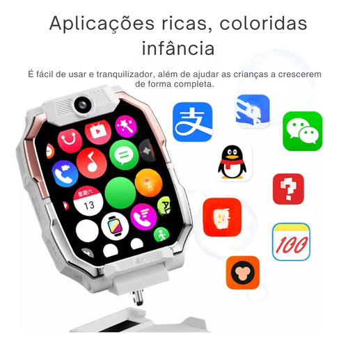 Smartwatch Infantil Hw Z10 4g Android 4/64gb Chip Wi-fi Gps Prata Preto Preto