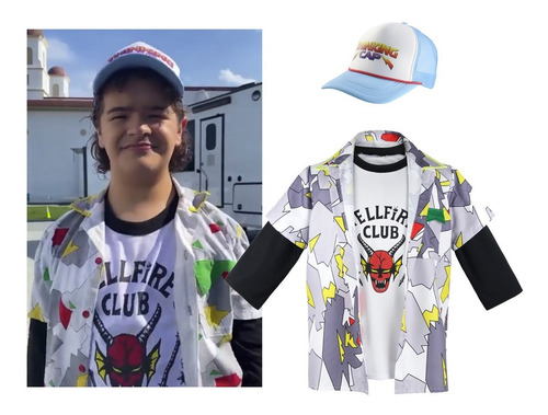 Imagem 2 de 10 de Fantasia Dustin Camiseta Camisa Chapéu Stranger Things 4