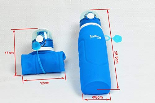 Botella De Agua Plegable De Silicona 1000 Ml, Tapa Giratoria