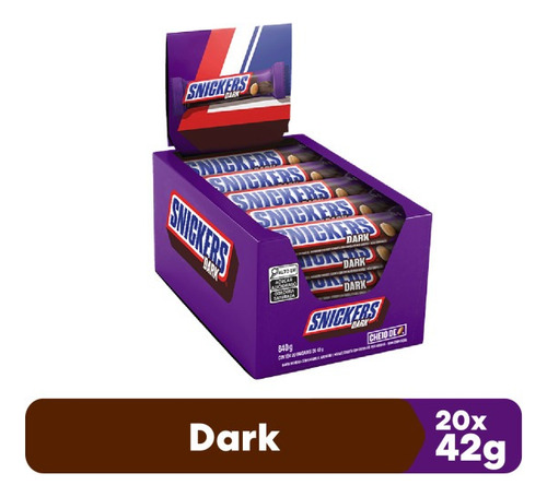 Chocolate Snickers Dark 20 Unidades De 42g