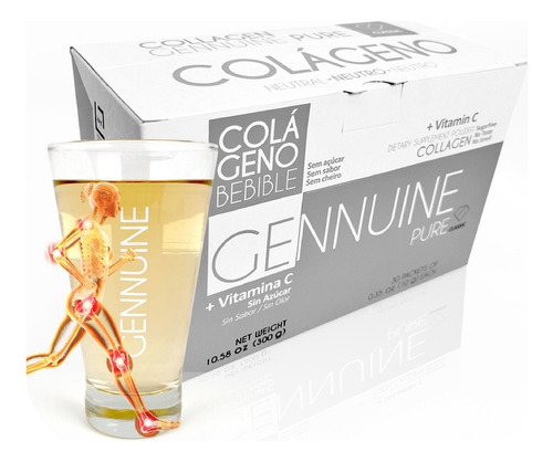 Gennuine Pure Classic Colageno Hidrolizado Bebible X 30 Sobr Sabor Neutro