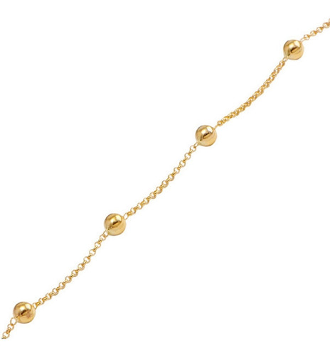 Pulseira Feminina Em Ouro 18k  Bolinha  4mm  18cm *