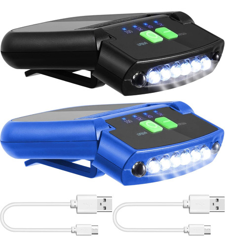 2 Piezas De Luces Led Clip Gorra, Recargables Por Usb, ...