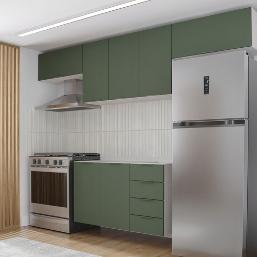Cozinha Modulada 4 Peças Sem Tampo 3 Aéreos 5 Portas E 1