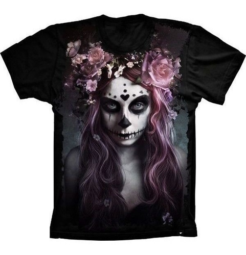 Camiseta Estilosa 3d Fullprint - Caveira Fashion Mulher