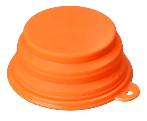 Plato Portatil Plegable Silicon Mascota 450ml Perro Gato Naranja