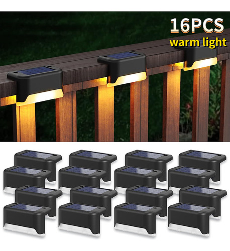 Luces Solares Para Terraza, Paquete De 16 Luces De Escalón P