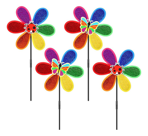 Los 4 Molinetes De Jardín, Flores De Colores