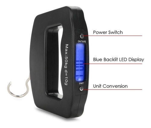 Bascula Colgante Electronica Portatil Precisa Romana Digital Negro 50 Kg