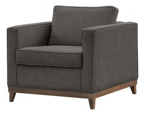 Poltrona Suede Com Pés Em Madeira Aspen Wt
