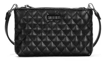 Comprar Bolsa Soft Matelassê Santa Lolla Acambamento Dos Ferragens Níquel Cor Preto Correia De Ombro Preto Desenho Do Tecido Metalasse