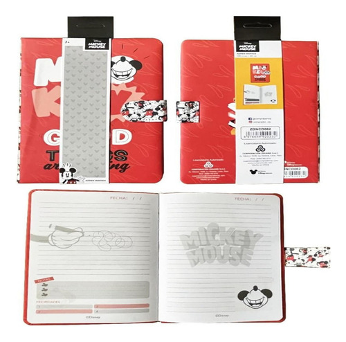 Rojo - Raton - Cuaderno Agenda Disney Con Seguro Magnetico