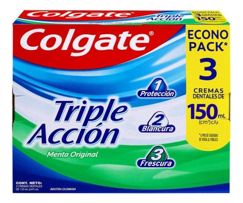 Colgate Triple Acción 3 X 150ml - mL a $80