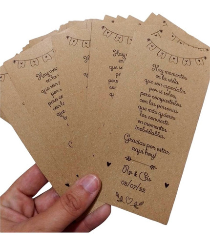 12 Tarjetas Personalizadas 14x6 Kraft Invitaciones 