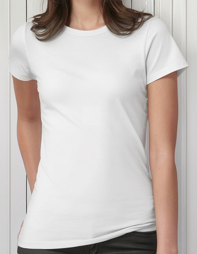 Playera Blanca Sublimación Para Dama Cuello Redondo