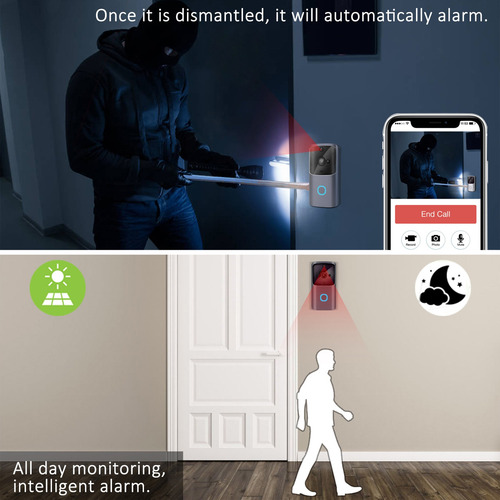 Imagen 5 de 9 de Timbre Inteligente Inalámbrico Con Cámara De 720p Wifi