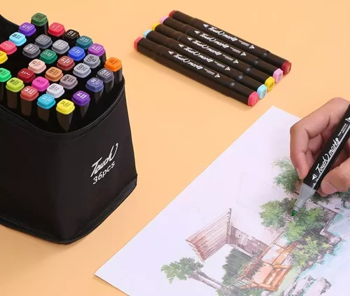 Marcadores Punta Pincel Profesional De 36 Colores Bolígrafos De Doble  Puntas Set