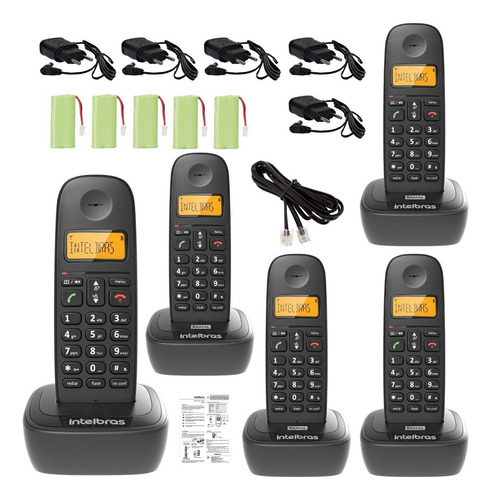 Kit Residencial Telefone Fixo Sem Fio Com 4 Ramal Adicional