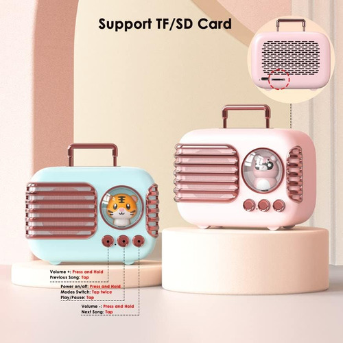 Altavoz Bluetooth Inalámbrico, Lindo Mini Altavoz Portátil Y