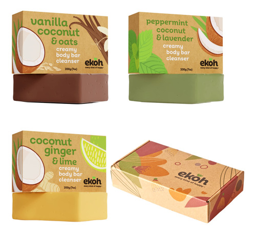 Ekoh - Jabn De Barra Natural Vegano, Coco Orgnico, Paquete D