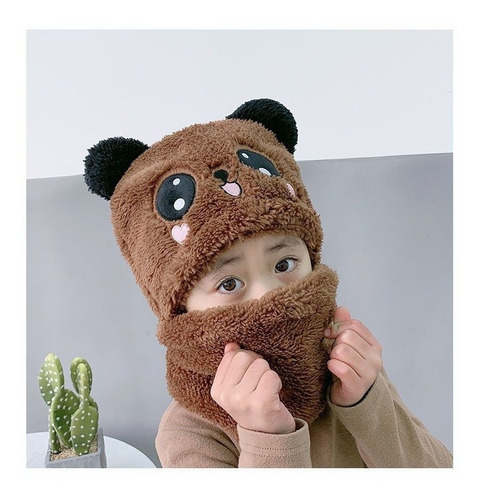 Gorro Con Cuello Para Bebé Niño/a Diseño Invierno Calientito