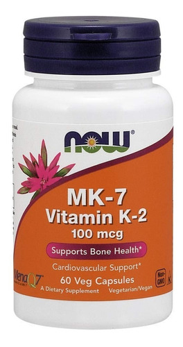 Vitamina K2 Mk7 100 Mcg - 60 Capsulas Veg - Now - Original