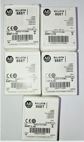 Allen Bradley 855t-l10 Lote De 5 Piezas. Lampara 120 V