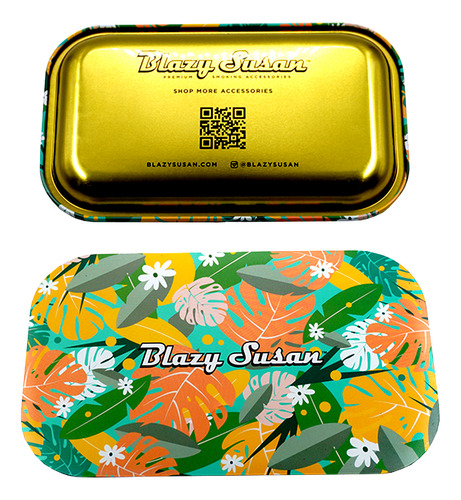 Charola Cigarrera Mediana Con Tapa Blazy Susan Verde Summer Trees