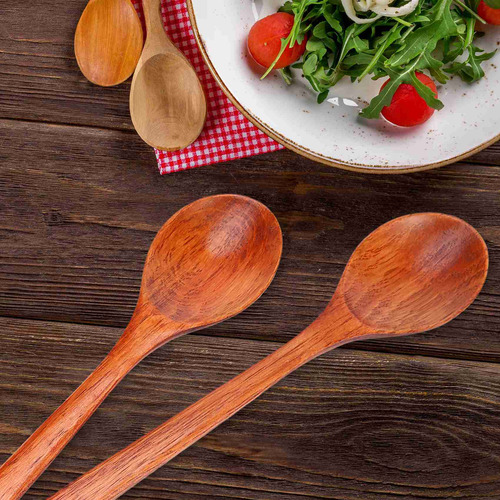 Cucharas De Madera, 6 Cucharas De Sopa De Madera Para Comer