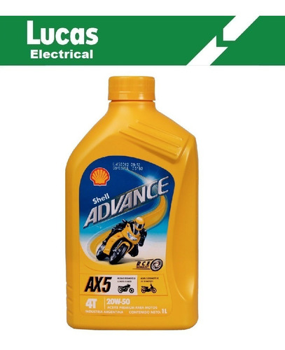 Aceite/lubricante Shell Mineral Advance Ax5 Moto 4t 20w50 1l