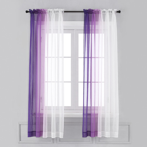 Cortinas De Lino Sintético Transparente Ombre, Juego De 2, 5