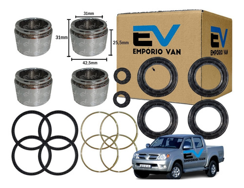 Kit Pistao Reparo Pinca Freio Dianteira Hilux 4x2 4x4 05...